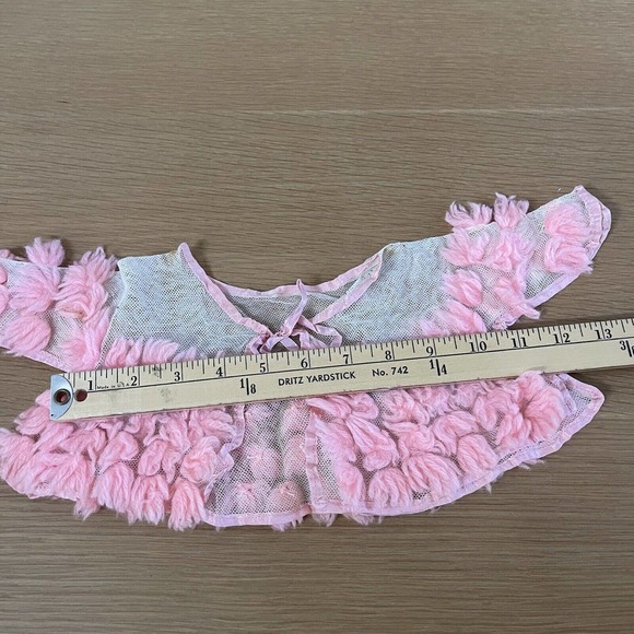 Baby Girl's Vintage Sz 3-6 Mos Pink Yarn Mesh Handmade One of a Kind Shrug - Picture 6 of 7